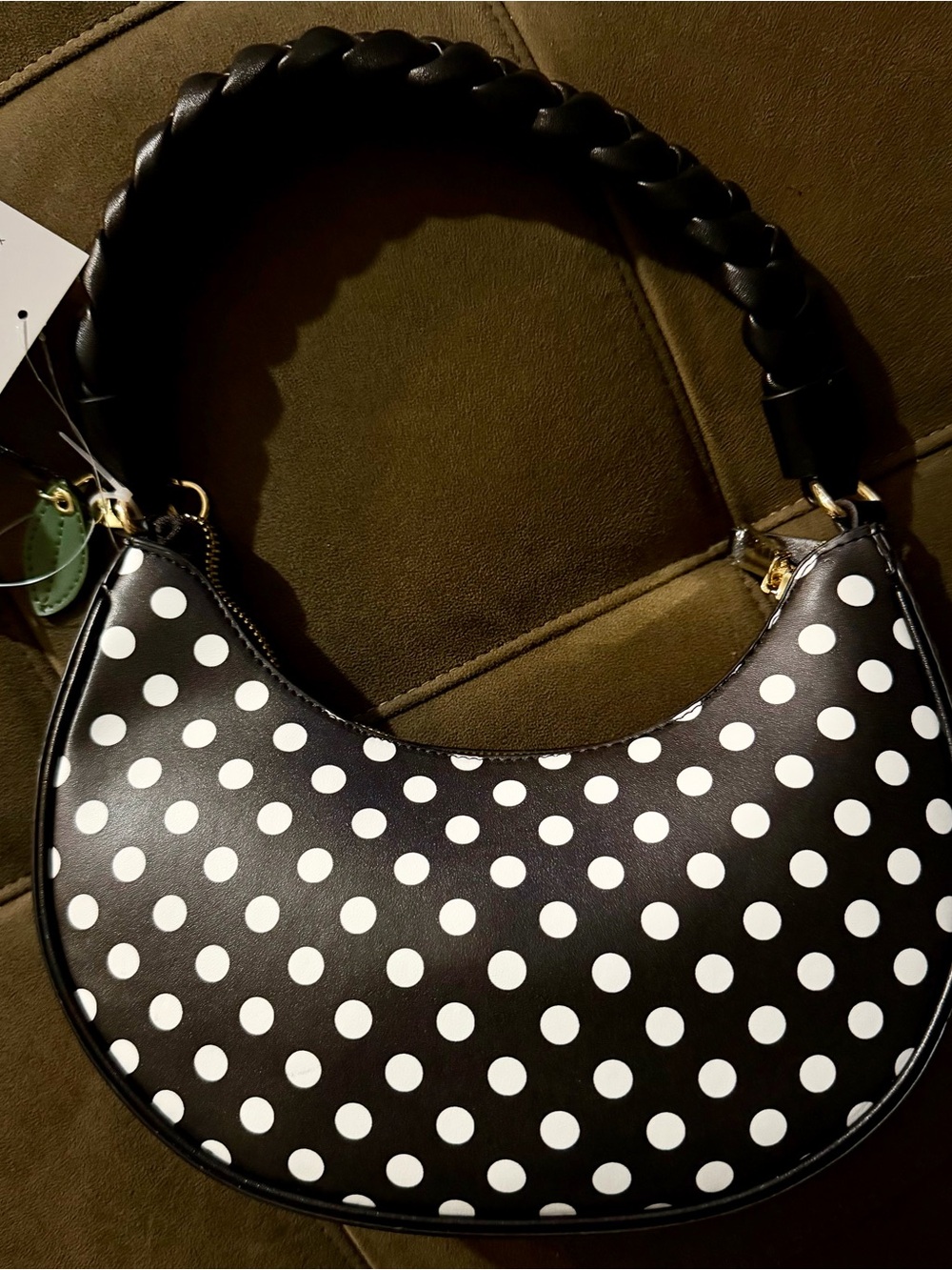 Betsey Johnson Black and White Polka Dot Hobo Bag BWT - Picture 2 of 6
